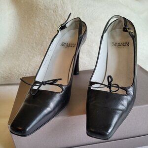 Vintage Charles Jourdan black leather heeled shoes, size 6B